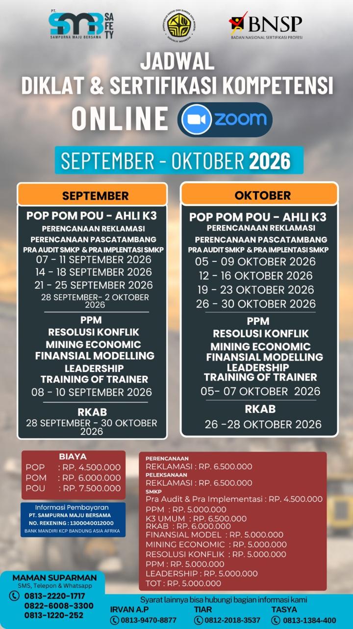 Diklat & Sertifikasi Kompetensi September - Oktober 2026