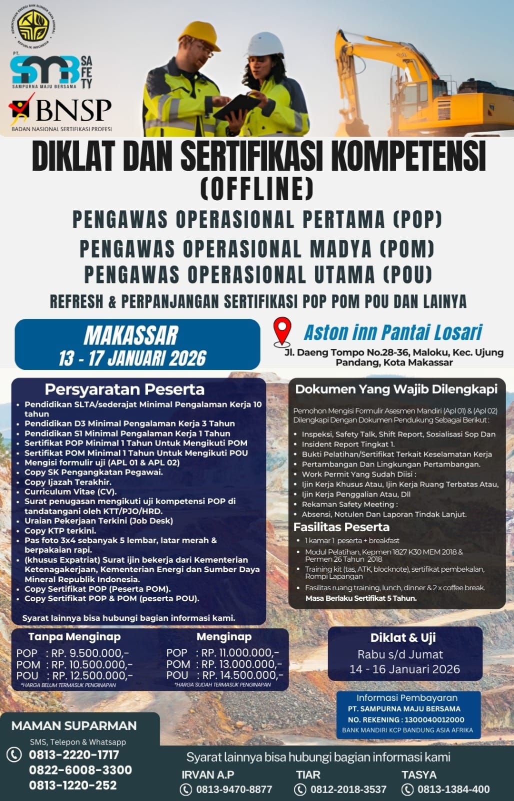 Diklat & Sertifikasi Kompetensi 13 - 17 Januari 2026