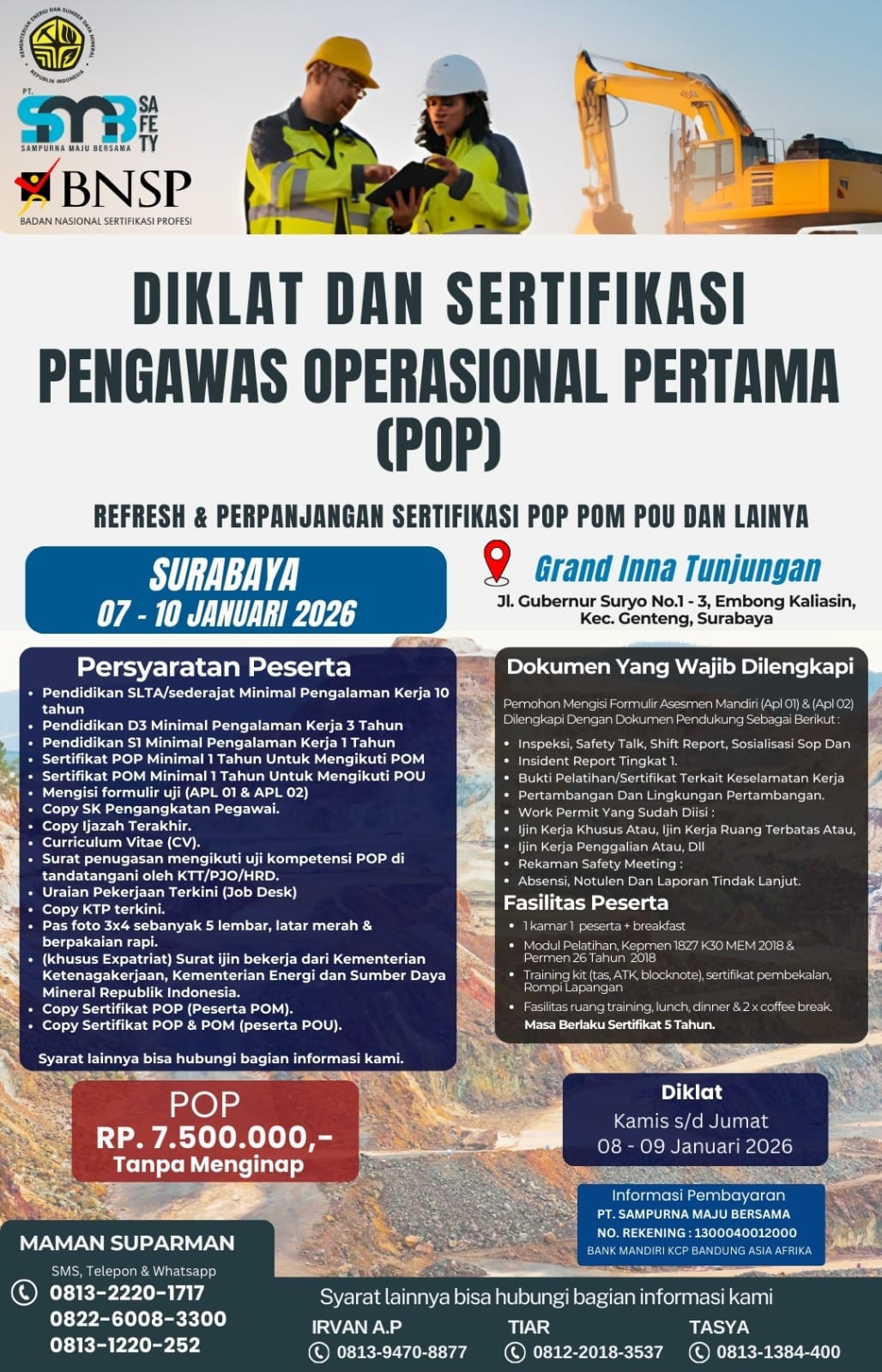 Diklat & Sertifikasi Kompetensi 07 - 10 Januari 2026