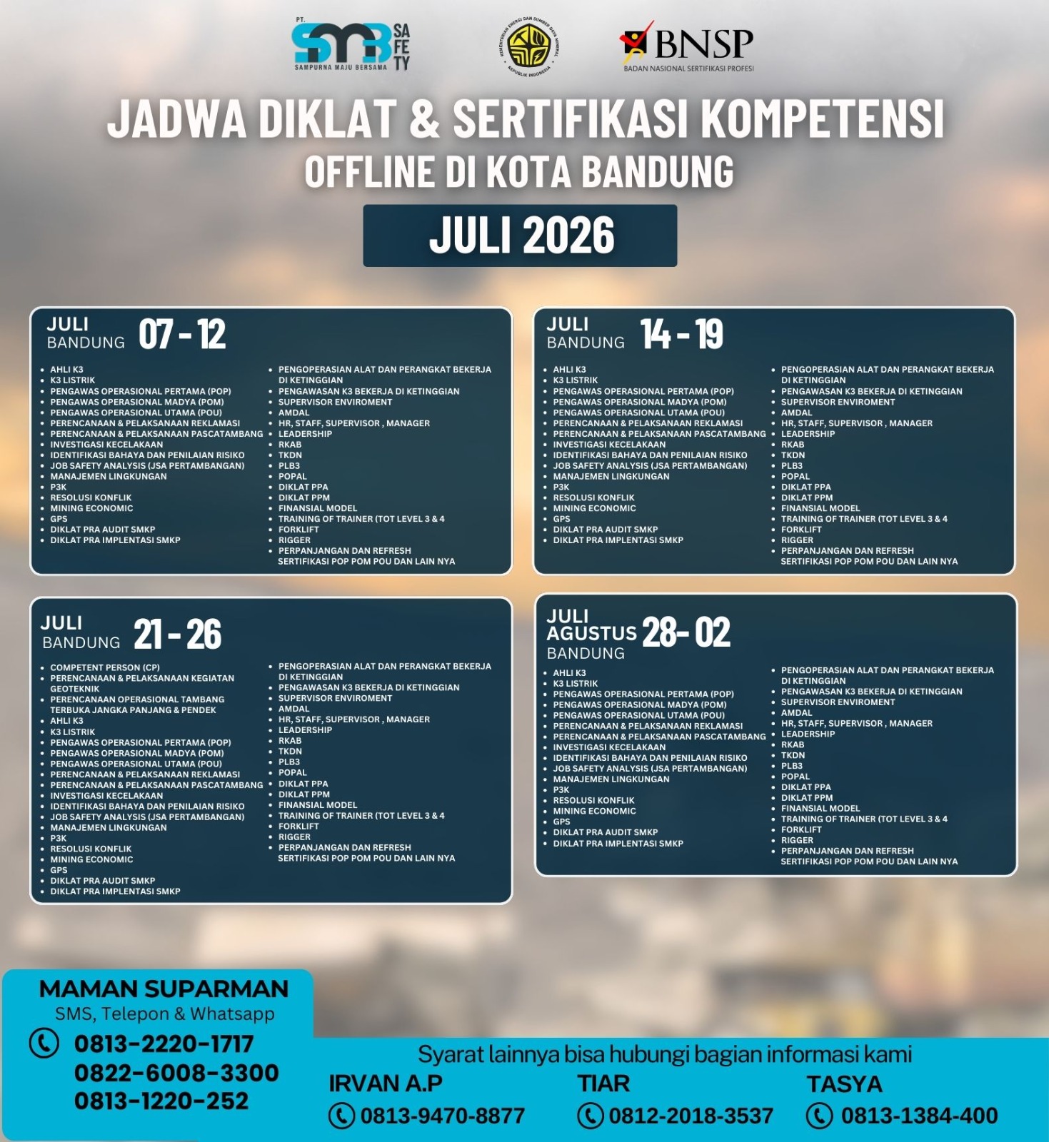 Diklan dan Sertifikasi Bulan Juli
