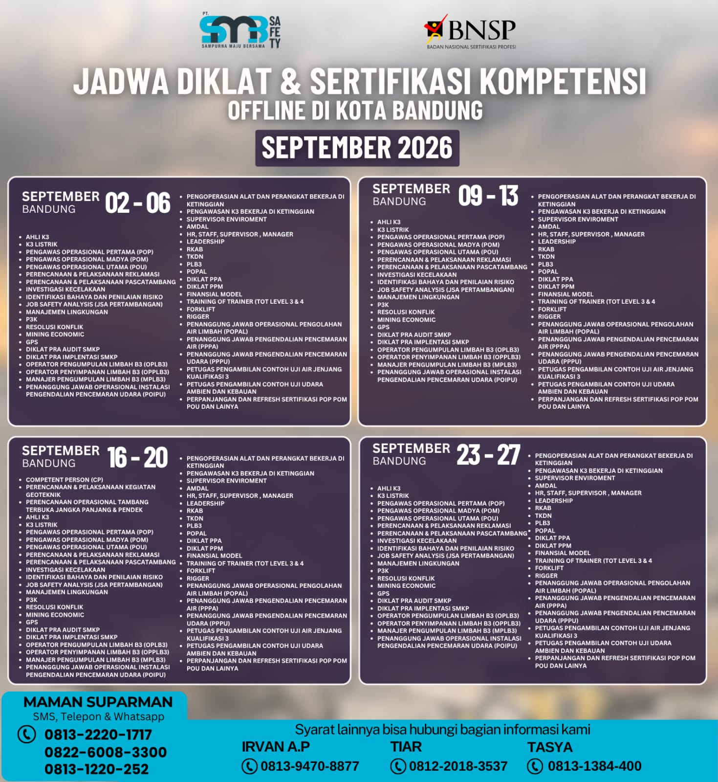 Diklan dan Sertifikasi Bulan September
